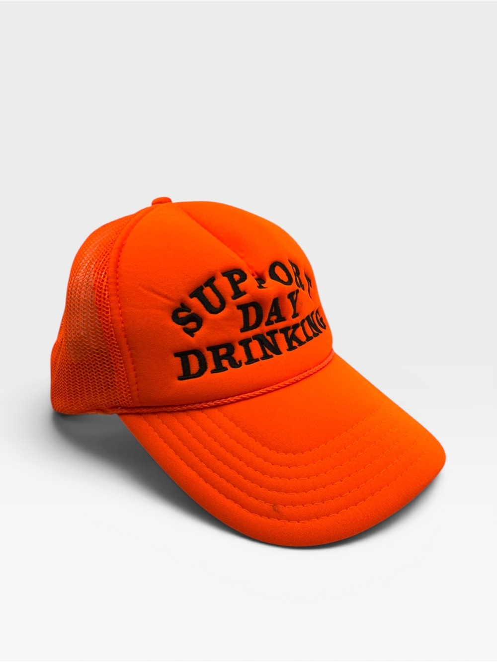 OTTO Orange Mesh Trucker Hat with Black Embroidered Text